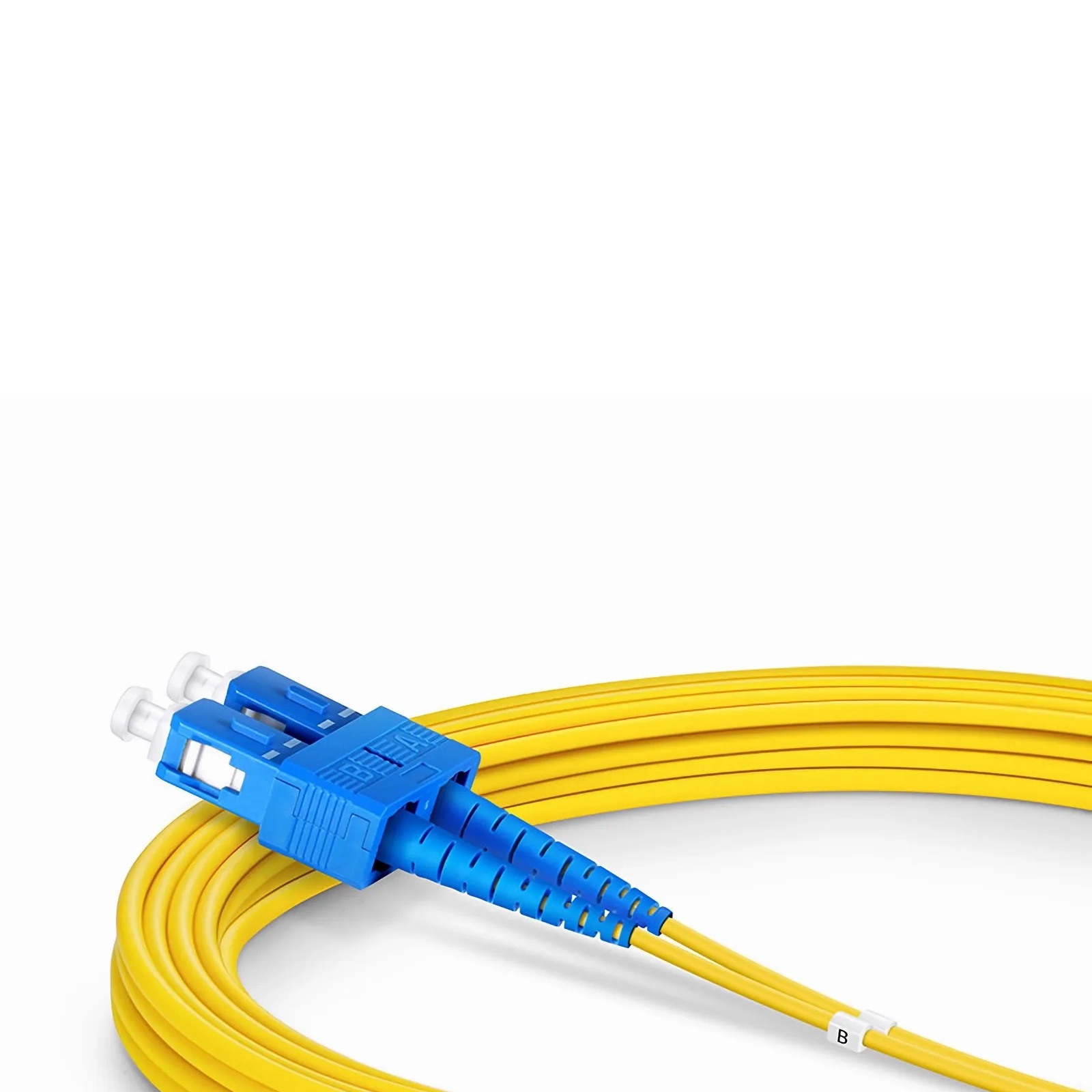 Cable de fibra óptica 3m (10ft) , 2 fibras, LC UPC dúplex a SC UPC dúplex, Monomodo (OS2), Riser (OFNR), 2.0mm, Búfer ajustado, Amarillo - Image 3